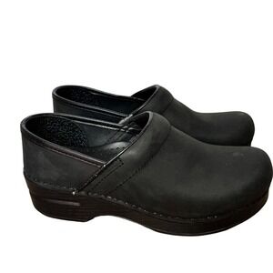 Dansko Clogs Suede Leather Black Clogs Womens 37 US 6.5 Comfort Nursing Shoes